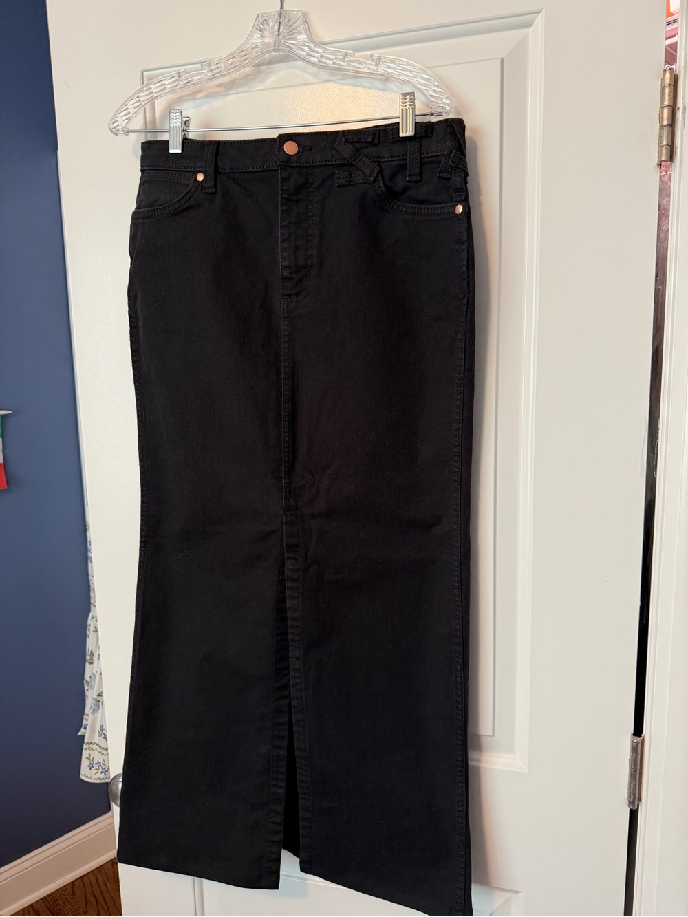 Wrangler x Staud Black Denim Long Skirt